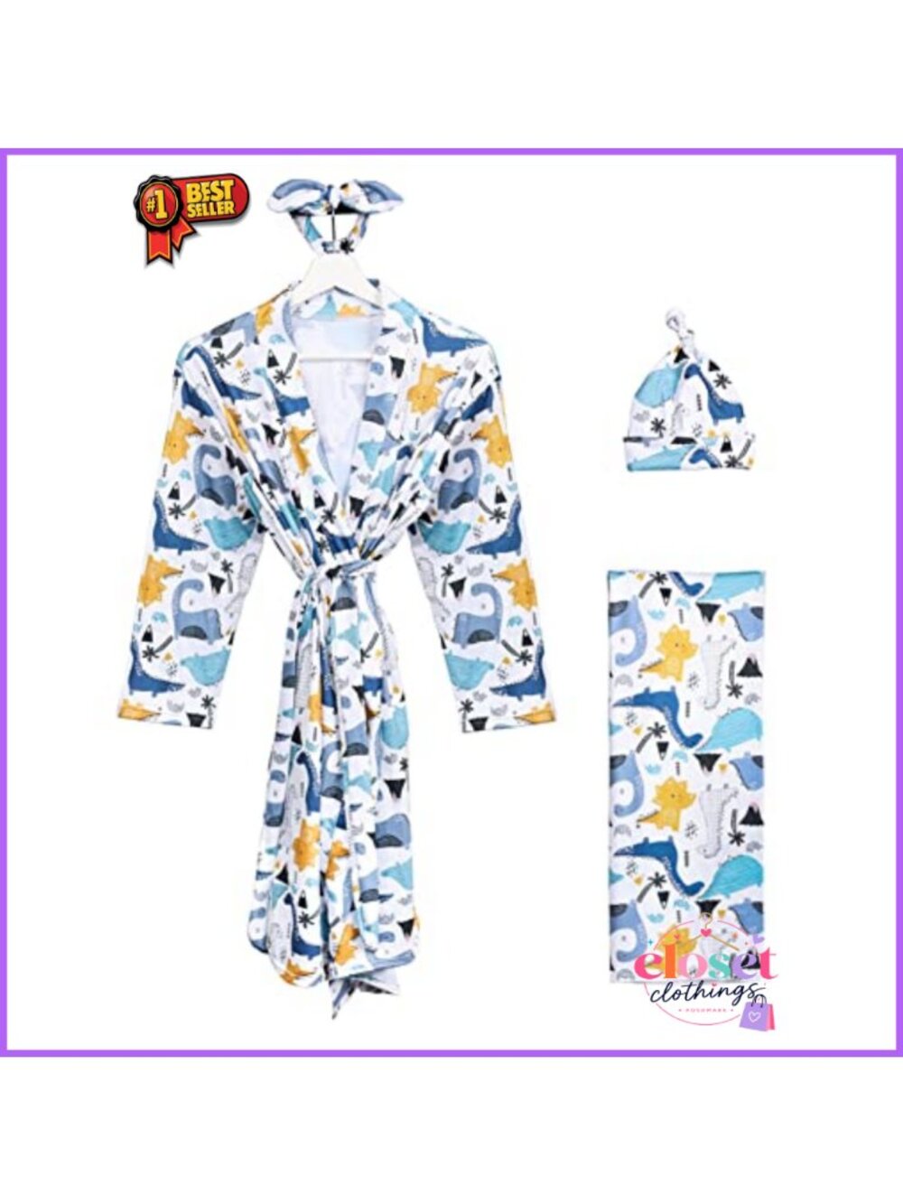 Mommy and Me Robe and Swaddle Set Floral Maternity Nursing Robe 4pcs